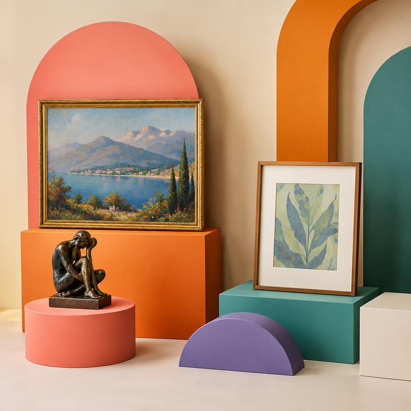 Art: Paintings, prints, sculpture, and framed photographs