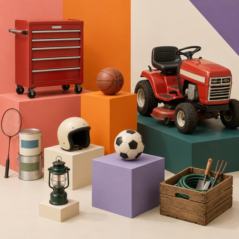 Garage: Shelving, shop equipment, and storage finds